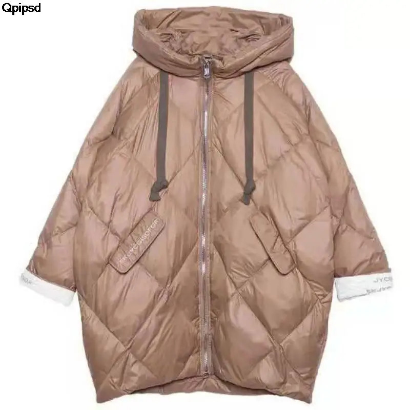 Women's Down Parkas 2023 Warm Puff Coat Pockets Quilted Solid Korean Fashion Coats Oversized Women Parka Winter Midlength Hooded Cotton Jacket 23