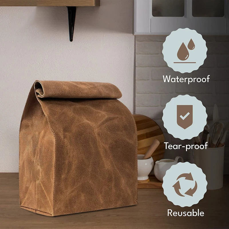 Ice Packs/Isothermic Bags Canvas Insulation Lunch Bag with Aluminum Foil Lining Waterproof Cooler Bag for Student Office Worker Insulated Food Contain