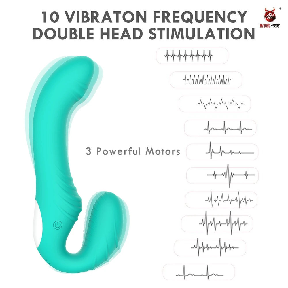 Vibrators 10 Speeds Strapless Strapon Anal Prostate Massager Dildo Vibrator Female Double Vibrating G Spot Adult Sex Toys for Women Couple 231018