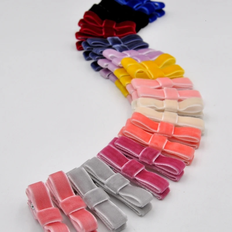 Hair Accessories 24PcsLot Velvet Baby Hairclips Handmade Ribbon Bow Hairpins Toddler Girls Accessory 231019