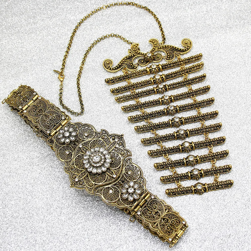 Other Fashion Accessories Sunspicems Caucasus Women Belt Breastplate Bride Jewelry Sets Ethnic Wedding Dress Belt Necklace Turkish Chest Bibs Waist Ch