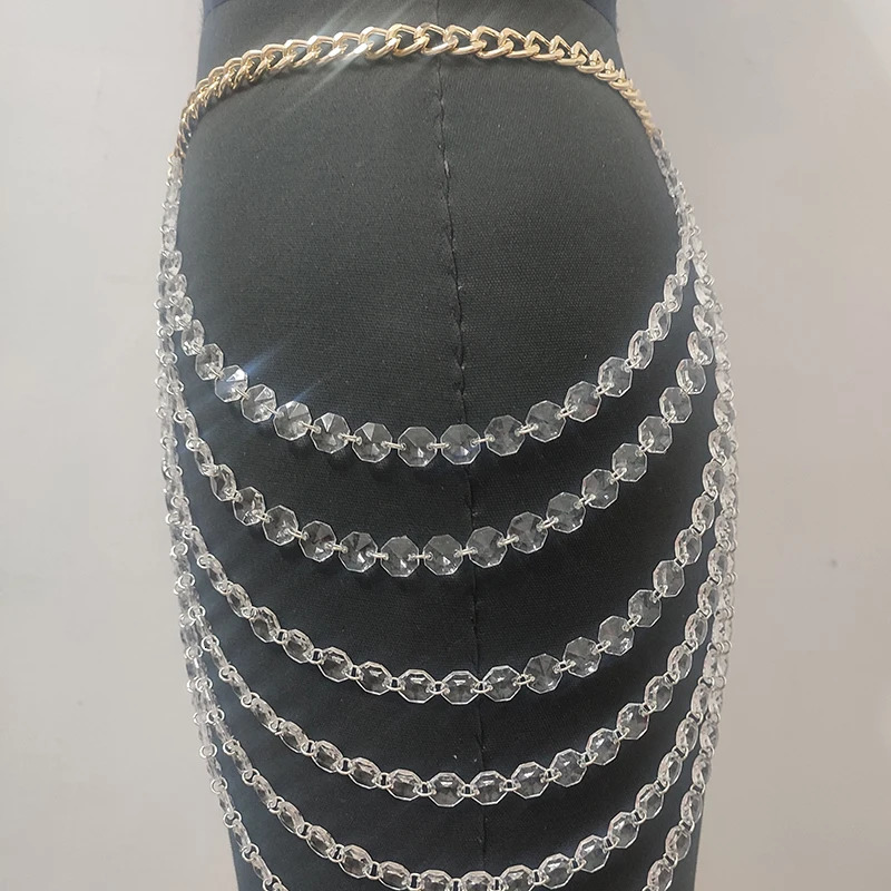 Other Fashion Accessories Winter Girlish Trendy Waist Chain Pink Stylish Body Jewelry Women's Fashionable Multilayered Accessories 231018