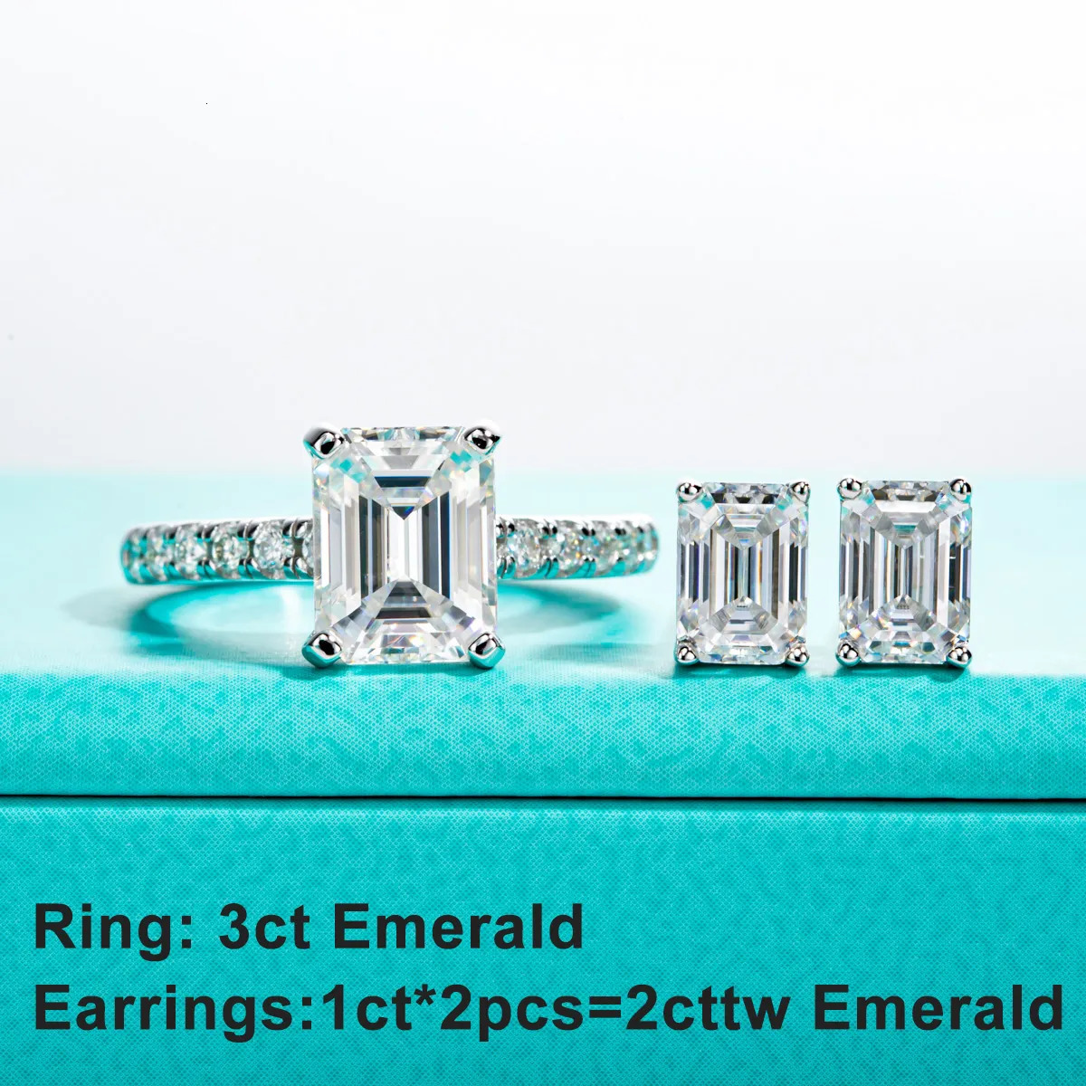 Stud AnuJewel 10k Gold Post 4/2/1ct Total Emerald Stud Earrings Gold Anti-allergy Post Eearrings Jewelry Wholesale 231018
