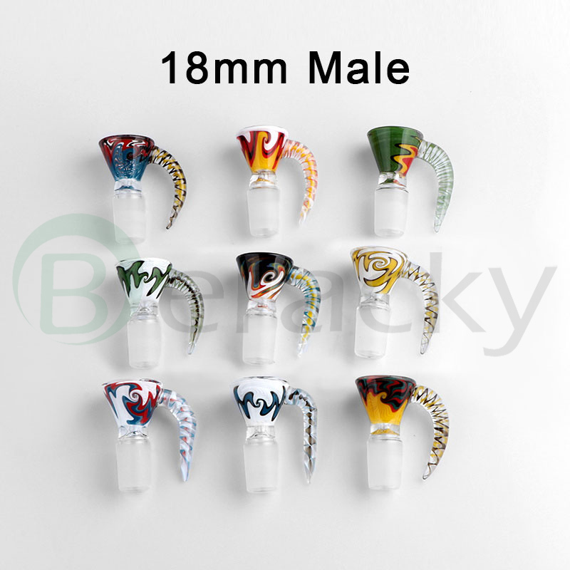 High-quality Glass Accessories Wig Wag Glass Bowl 14mm 18mm Male Colored Heady Glass Bowl Piece Replacement