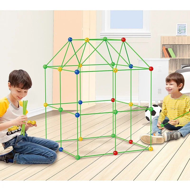 Toy Tents DIY tent Kids Construction Fort Toys Building Castles Tunnels Tents Kit 3D Play House Building Toys For XMAS Gift Building Block 231019
