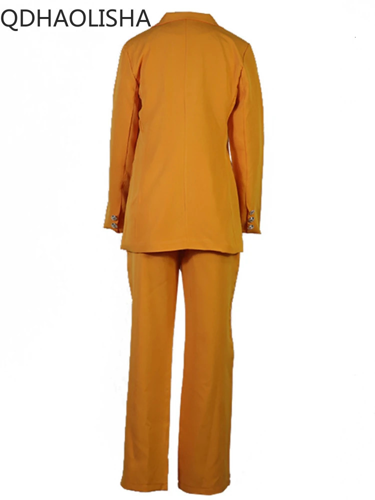 Womens Tracksuits Sets of Women 2 Pieces Elegant Autumer Suit Blazer and Pants Coat Solid Wide Leg Set Office Lady Fashion 231018