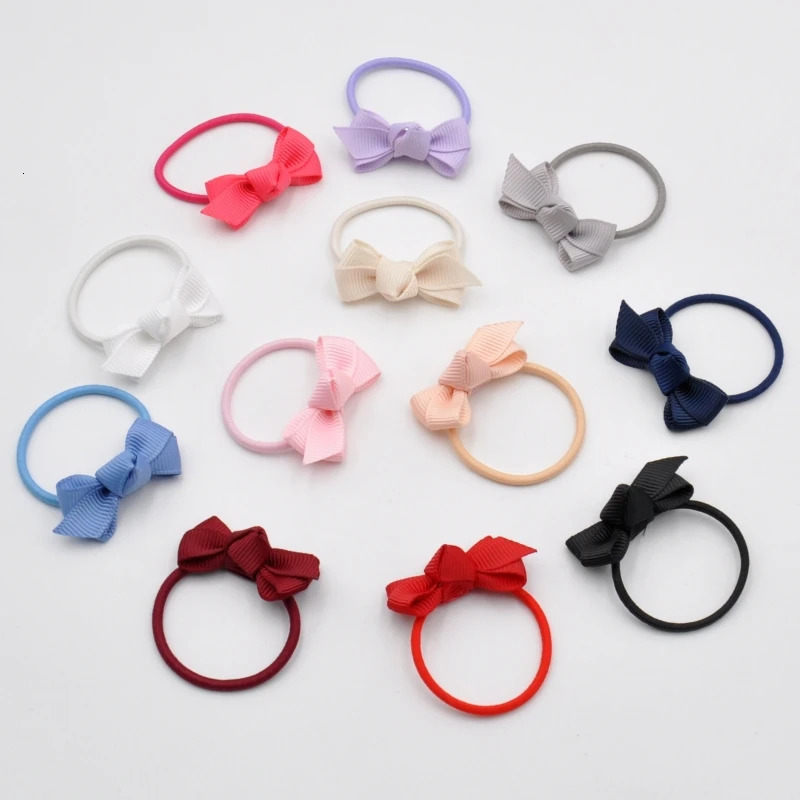 Hair Accessories 24PcsLot Cute Ribbbon Bow Elastic Bands For Baby Girls Children Lovely Grosgrain Rubber Kids Accessory 231019
