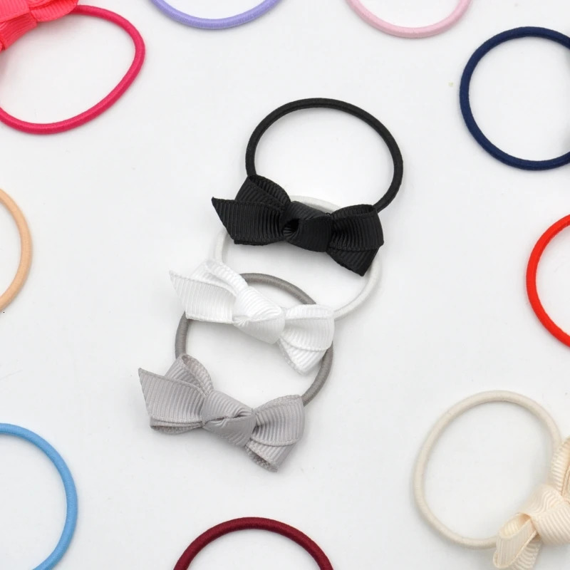 Hair Accessories 24PcsLot Cute Ribbbon Bow Elastic Bands For Baby Girls Children Lovely Grosgrain Rubber Kids Accessory 231019