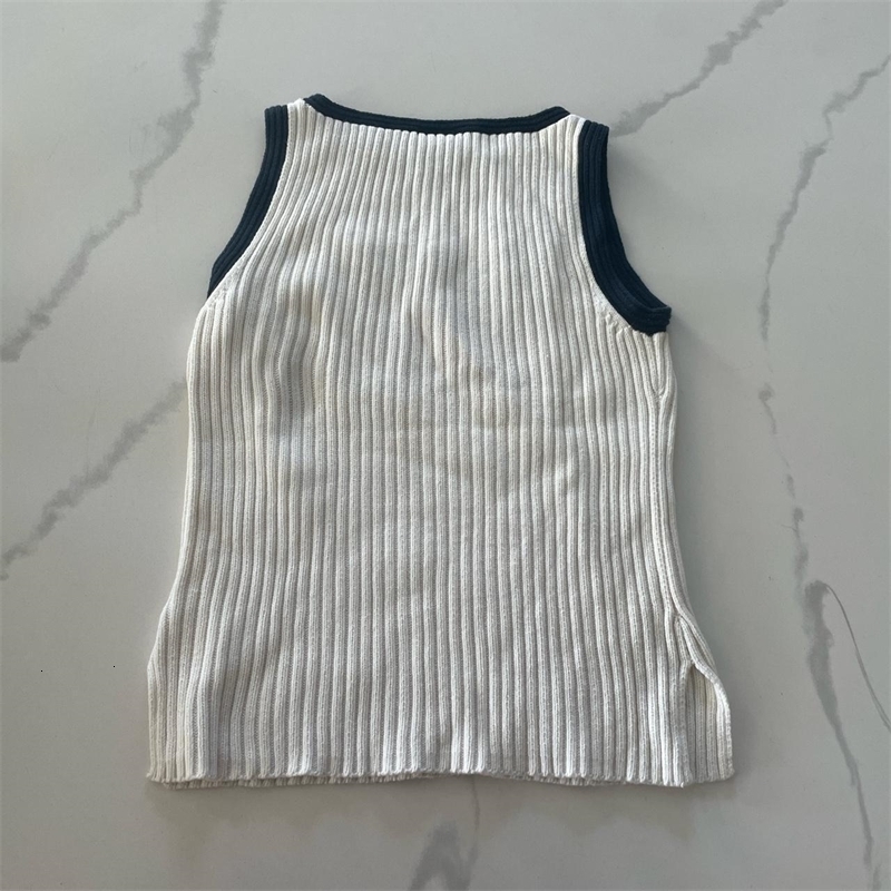 Women's Knits Tee Casual Embroidered Printing Knitted Tank Sweater Harajuku Fashion Streetwear sleeveless Pullover Autumn Winter clothes 231018