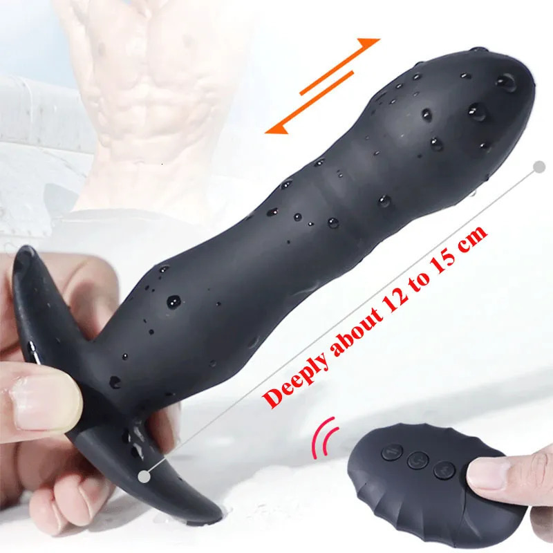 Vibrators Anal Vibrator Telescopic Dildo Male Prostate Massager Wireless Remote Control Butt Plug Sex Toys For Men 231018
