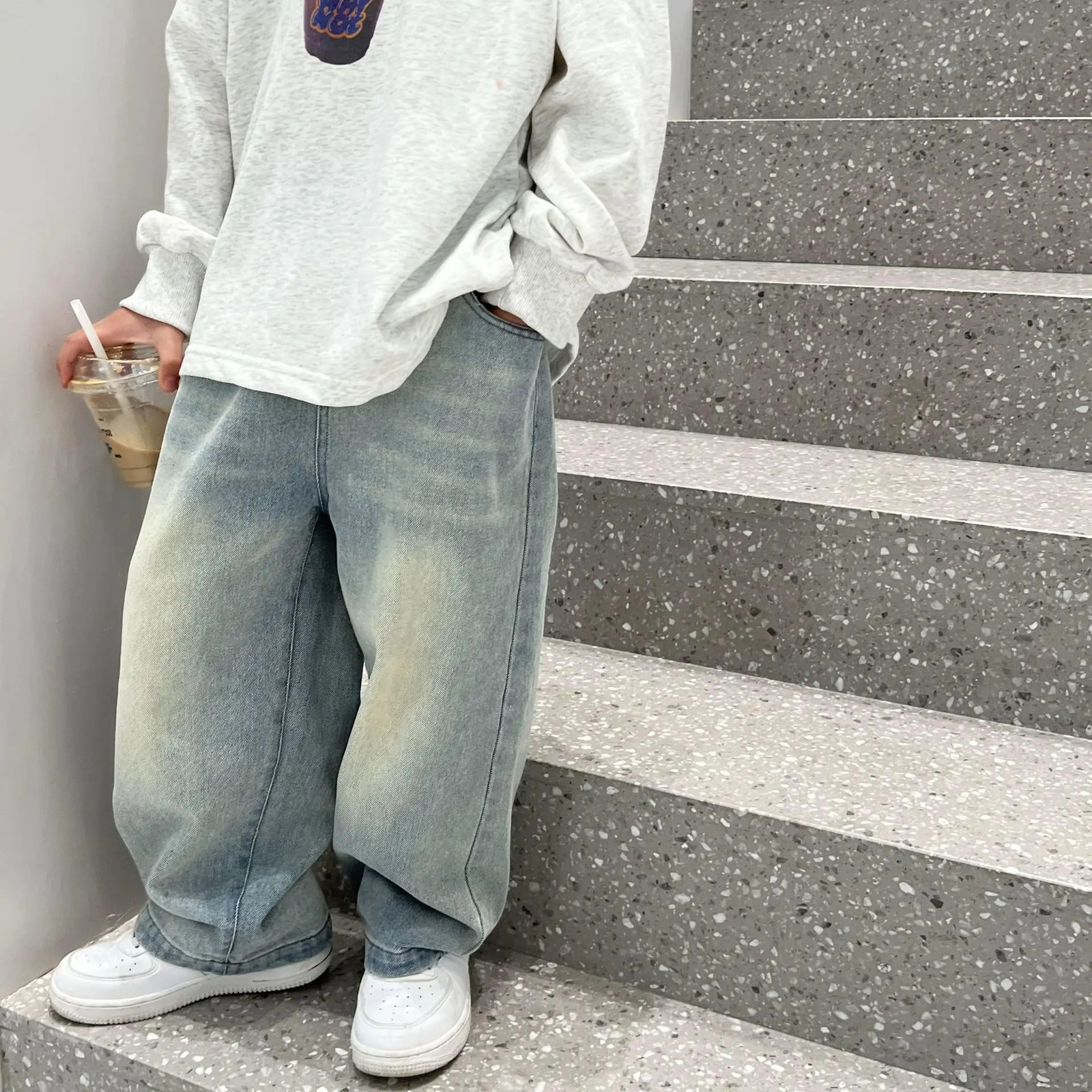 Jeans 2-8T Infant Boys Jeans Toddler Kid Baby Boy Denim Pants Autumn Winter Clothes Casual Loose Childrens Trousers Streetwear Outfit 231019