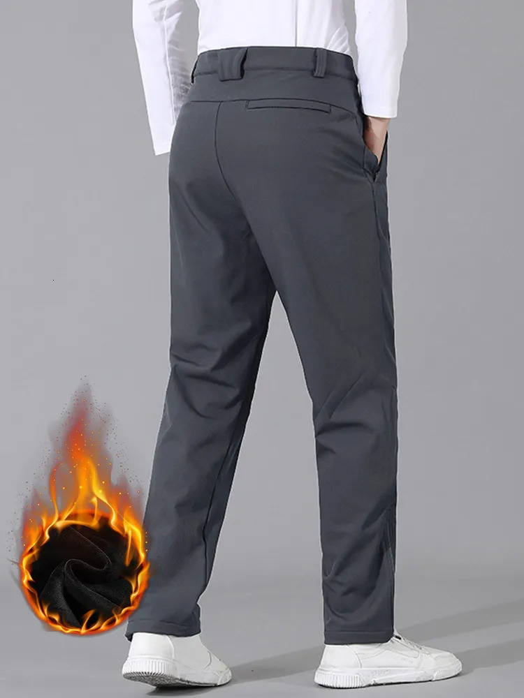 Mens Pants Winter Thick Warm Fleece Lined Stretch Golf Slacks Waterproof Straight Casual Male Trousers Plus Size 8XL 231018