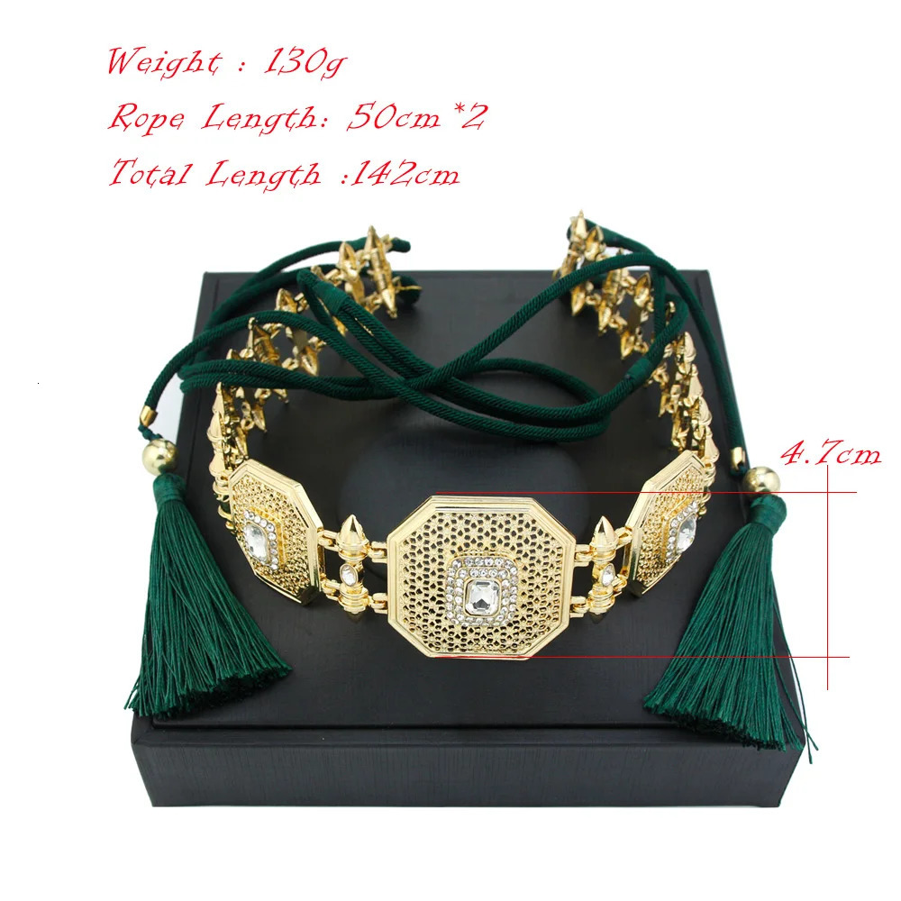 Other Fashion Accessories Sunspicems Morocco Women Hand Rope Belt Waist Chain Tassel Bride Girdle Jewelry Gold Color Arabic Fastened Thick String Belt