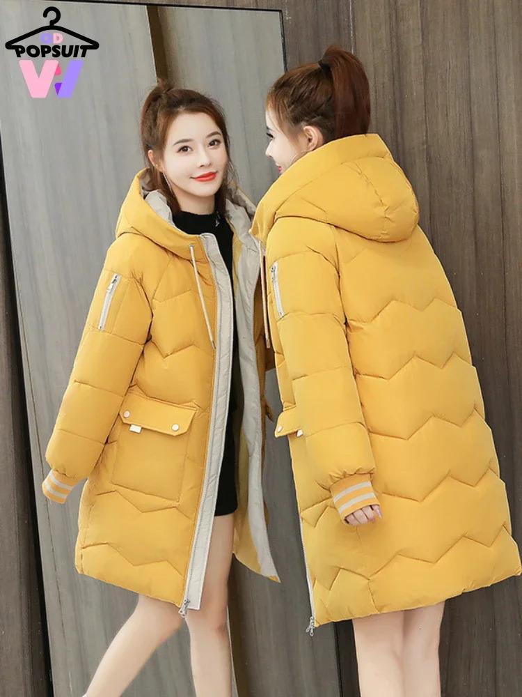 Women's Down Parkas in Winter Women Jackets Coats Casual Long Parka Cotton Turtleneck Hooded Cuffs Closing Windproof Travelling 231018