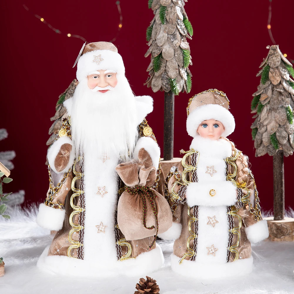 Christmas Decorations Christmas Santa Claus Boy Girl Russian Electric Music Doll Desktop Ornaments Xmas Gift Decor 231019