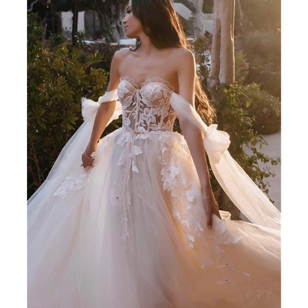 Exquisite Wedding Dresses Beading Sequins High Split Bride Dress Backless Lace Up Vestido De Novia