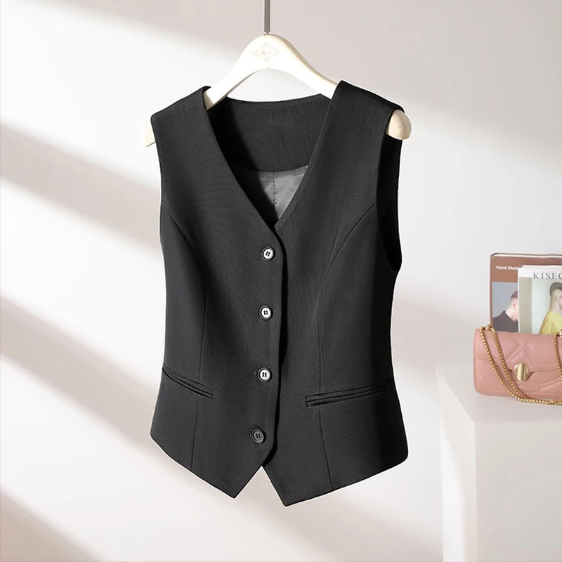 Women's Vests White Suit Vest 2023 Fall Casual Slim Reduce Waist Sleeveless Short Jacket Simple Fashion Senior Sense of for Women 231018