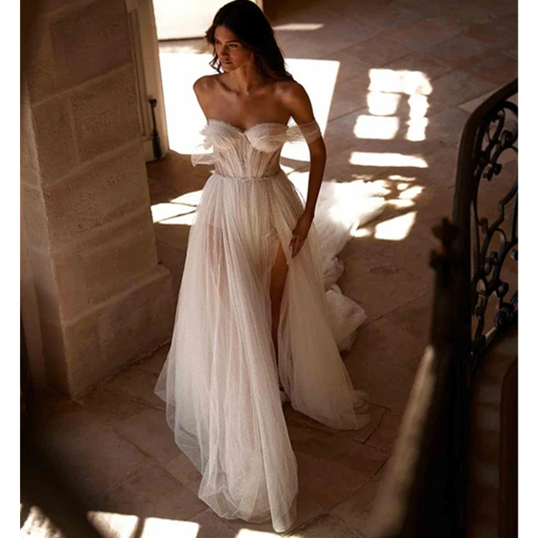 Classic Sleeveless High Low Satin Wedding Dress For Bride Elegant Backless Sweep Train Vestido De Novia