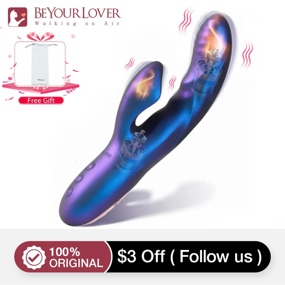 Vibrators BeYoulover Rabbit Heating Vibrator Sex Toy G Spot Dildo Clitoral with 10 Vibrations Warming Function Massager For Women Adult 18 231018