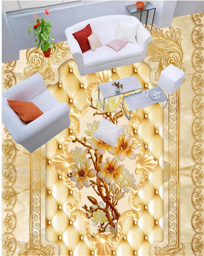 3d flooring Marble Rose Lace 3D Floor pvc self-adhesive wallpaper 3d floor painting wallpaper