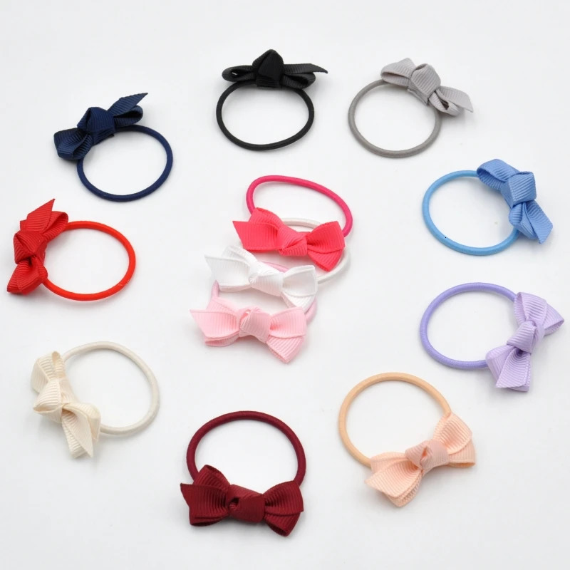 Hair Accessories 24PcsLot Cute Ribbbon Bow Elastic Bands For Baby Girls Children Lovely Grosgrain Rubber Kids Accessory 231019