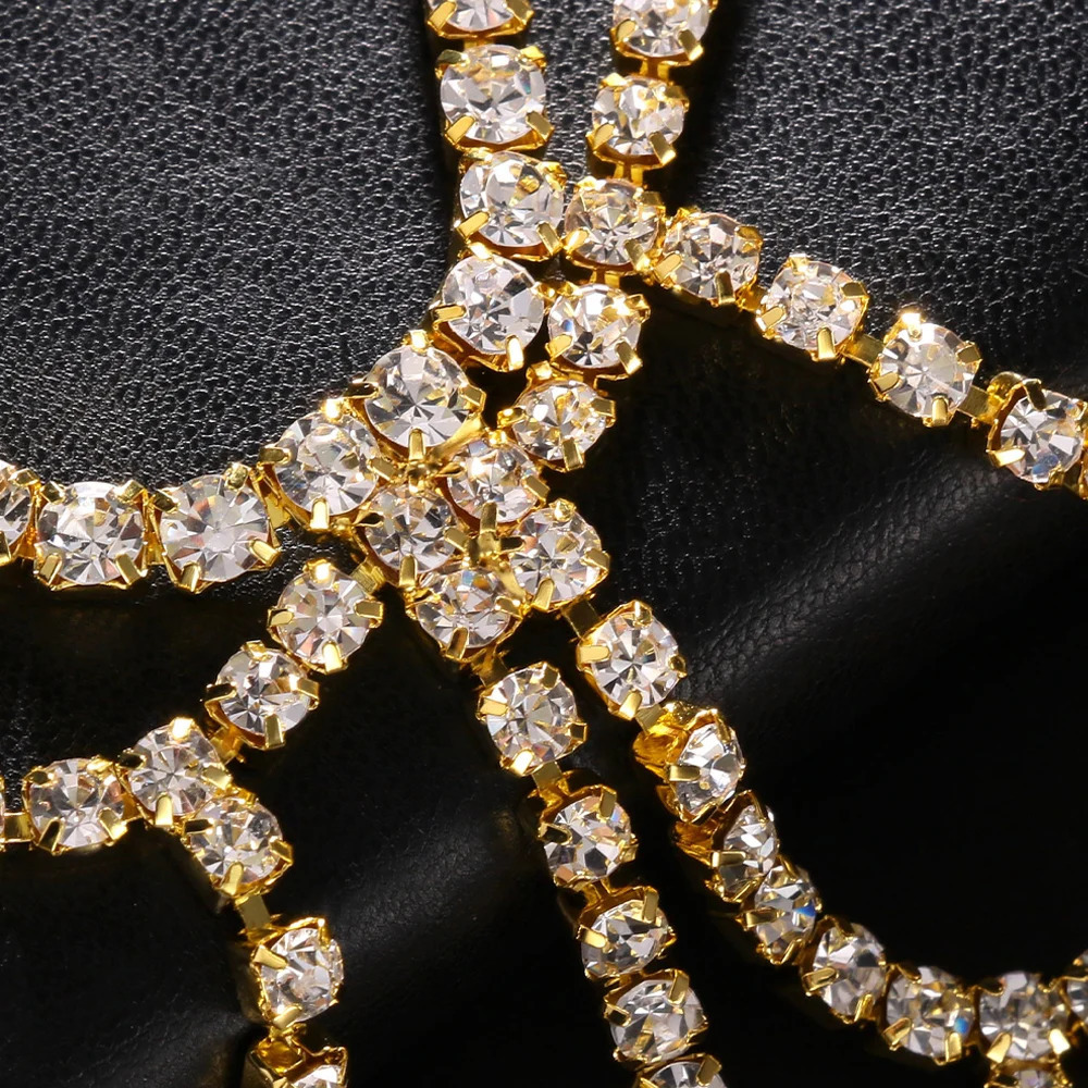 Other Fashion Accessories Stonefans Mesh Rhinestone Belly Waist Chain for Women Sexy Underwear Flower Shape Crystal Thong Set Bikini Body Chain Jewelr