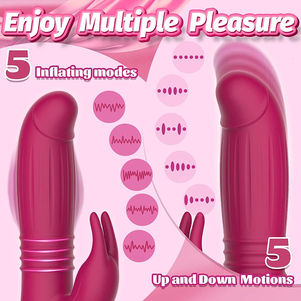 Vibrators 3 in 1 Inflating Thrusting Rabbit Vibrator with Expansion for Women Silicone Large Size Wand Massager Dildo Sex Toys For Adult 231018