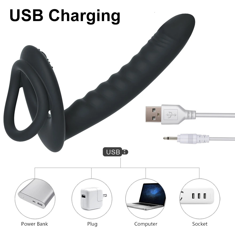 Vibrators 10 Frequency Double Penetration Anal Plug Dildo Butt Vibrator For Men Strap On Penis Vagina Adult Sex 231018