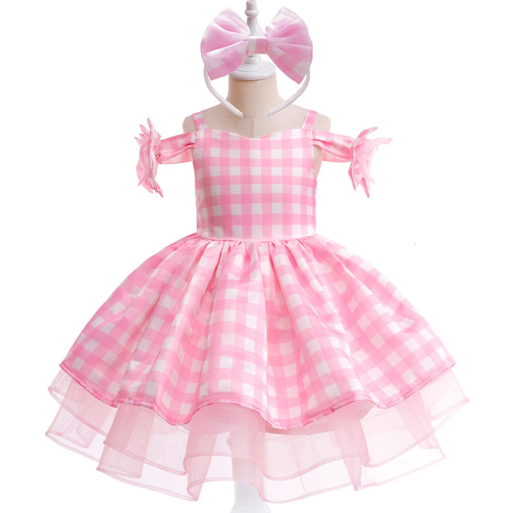 Girl's Dresses Movie Pink Plaid Baby Girls Dress Cosplay Costume Kids Halloween Princess Birthday for Girl Carnival Party Clothe 2 10 Yrs 231018