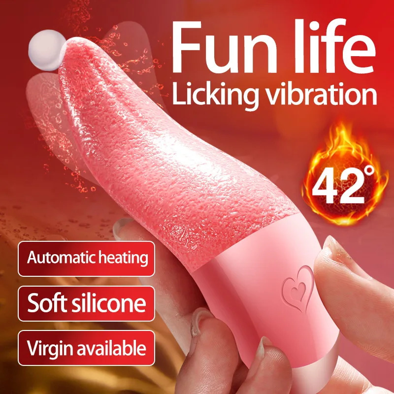 Vibrators Wearable SelfHeating Licking Tongue Stimulation Vibrator GSpot Clitoral Dildo Nipple Masturbation Female Sex Toy 231018