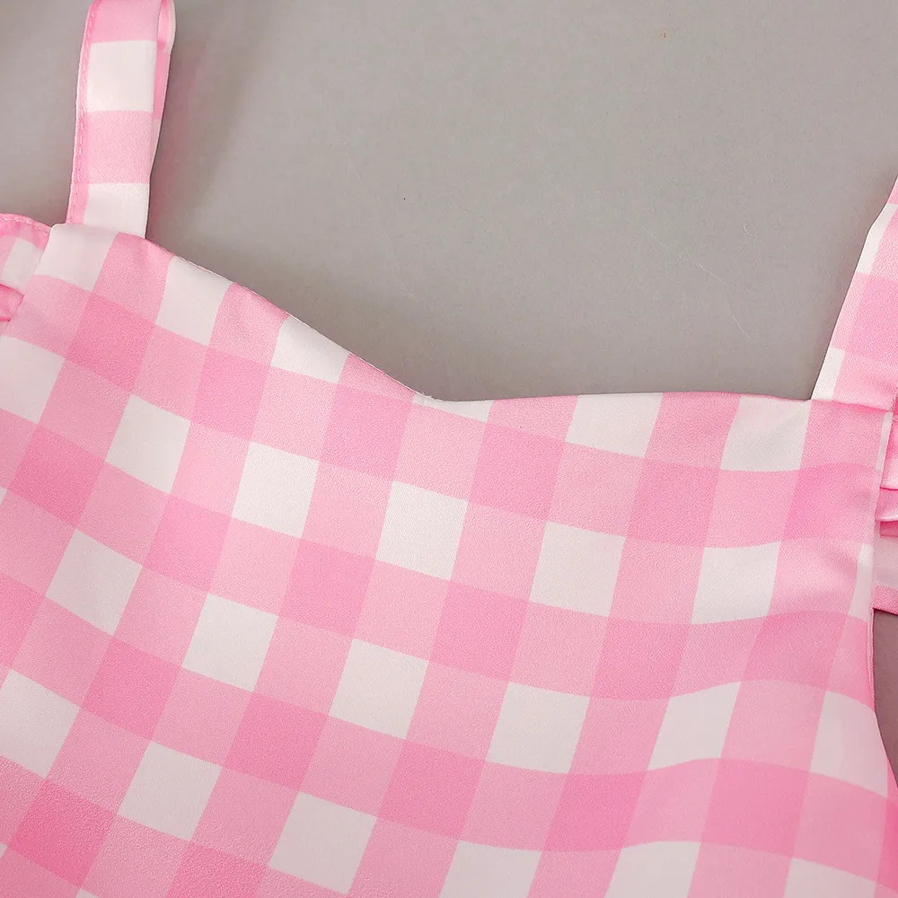 Girl's Dresses Movie Pink Plaid Baby Girls Dress Cosplay Costume Kids Halloween Princess Birthday for Girl Carnival Party Clothe 2 10 Yrs 231018