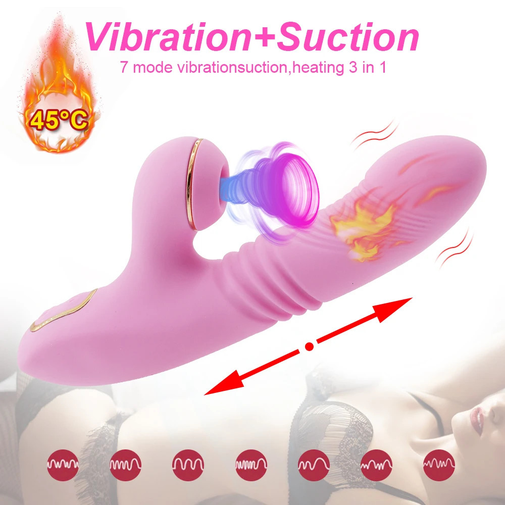 Vibrators Telescopic Thrusting Sucking Vibrator for Woman Big Dildo Heating Clit Sucker Vagina Clitoris Stimulator Adult Toys Sex Machine 231018