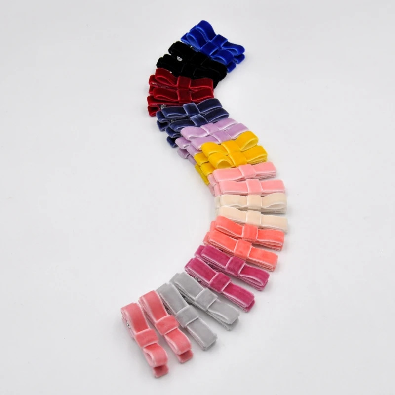 Hair Accessories 24PcsLot Velvet Baby Hairclips Handmade Ribbon Bow Hairpins Toddler Girls Accessory 231019