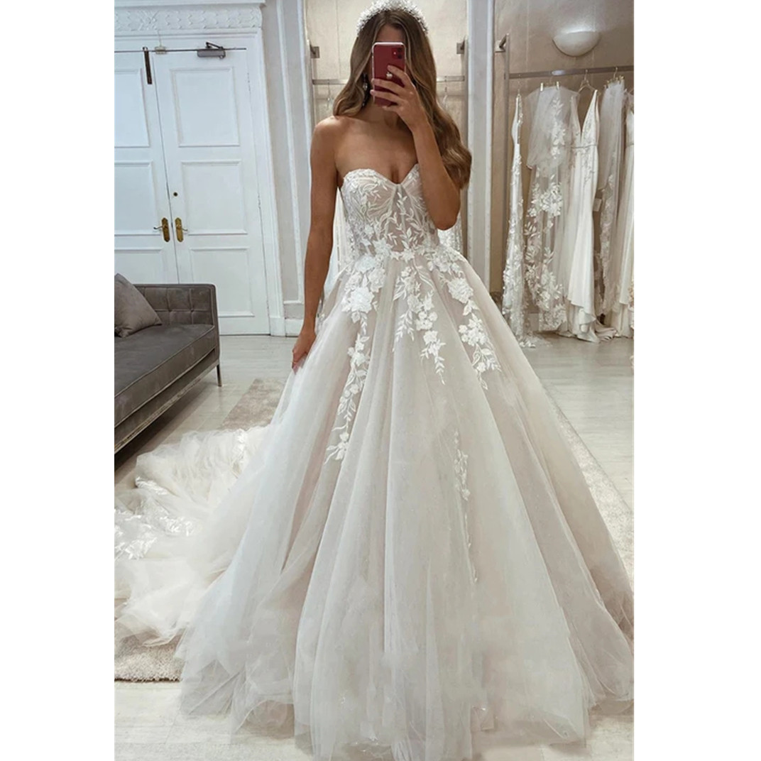 Appliques One Shoulder Wedding Dresses Split A-Line Bride Gow With Bow Swoop Train Bride Dress Robe De Mariee
