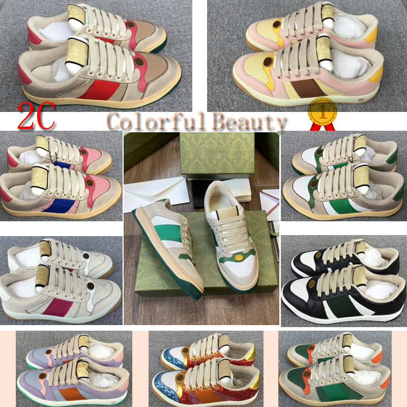 Classic Designer Crystal Lovelight Shoes Screener Loafer Gussie Sneakers Womens Mens Crystal Trainers Cotton Orange Brand Atriped Dirty Leather Shoe Size 36-44