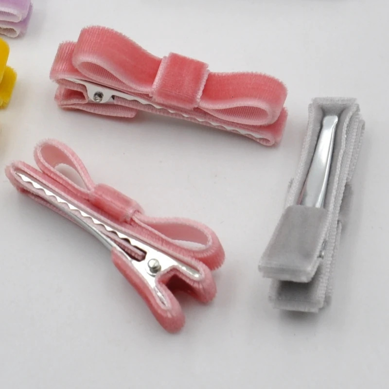 Hair Accessories 24PcsLot Velvet Baby Hairclips Handmade Ribbon Bow Hairpins Toddler Girls Accessory 231019