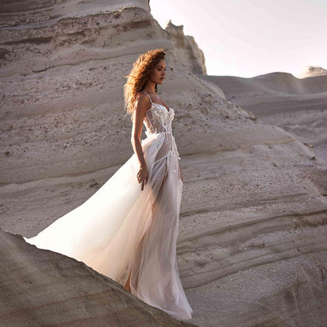 Wedding Dresses For Women Off Shoulder Sleeveless Bridal Gowns Button Or Length Vestidos De Novia 6660312
