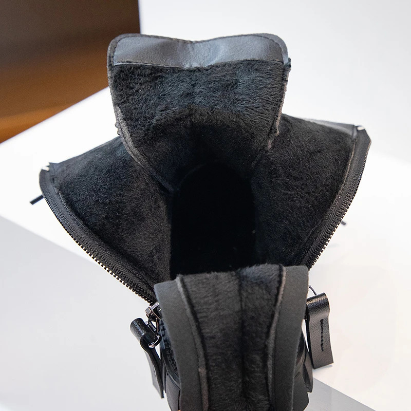 Boots Girls Boots Children Fashion Autumn Black Cool Simple Side Zipper Kids Shoes Princess Knight Boots for Catwalk Winter Cute 231019