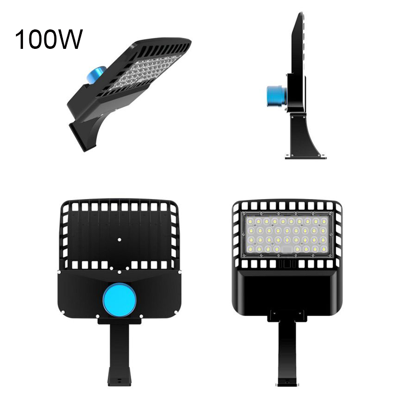 100W 200W 300W LED Parking Lot Lights Street Shoebox Pole Lights Waterproof IP65 130LM/W Super Bright Dusk to Dawn Outdoor Commercial Area Flood Secur