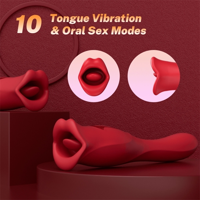 Vibrators Tongue Licking Vibrator for Women Nipple Blowjob Oral Sucking Clit Stimulator Powerful G Spot Dildo Female Sex Toy Adult Goods 231018