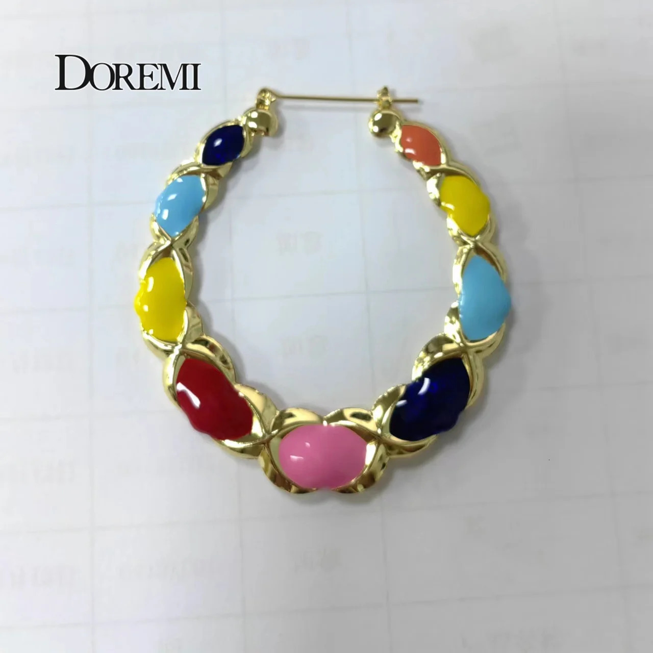 Hoop Huggie DOREMI Enamel Colorful Multishape Bamboo Earrings Hiphop Customize Color Earring Bamboo Style Custom Earrings for Women Gifts 231018