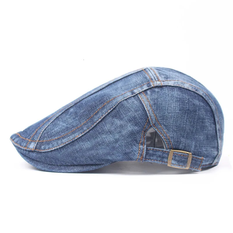 Berets Denim Beret Men's Caps Vintage Casual Hats Wholesale Spring and Autumn Forward Hats Women's Hat Custom 231018