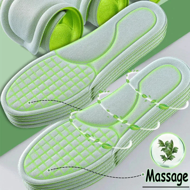 Shoe Parts Accessories 15pairs Massage Memory Foam Insoles For Sport Running Shoes Sole Breathable Cushion Pads Nano deodorization Feet 231019