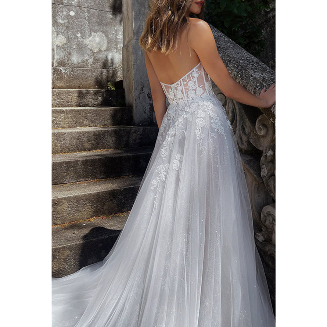 Lace Ral Wedding Dresses A E Split Sweetheart Bridal Gowns Vintage Appliques Bride Vestidos Dovias Boda Backless 6660306