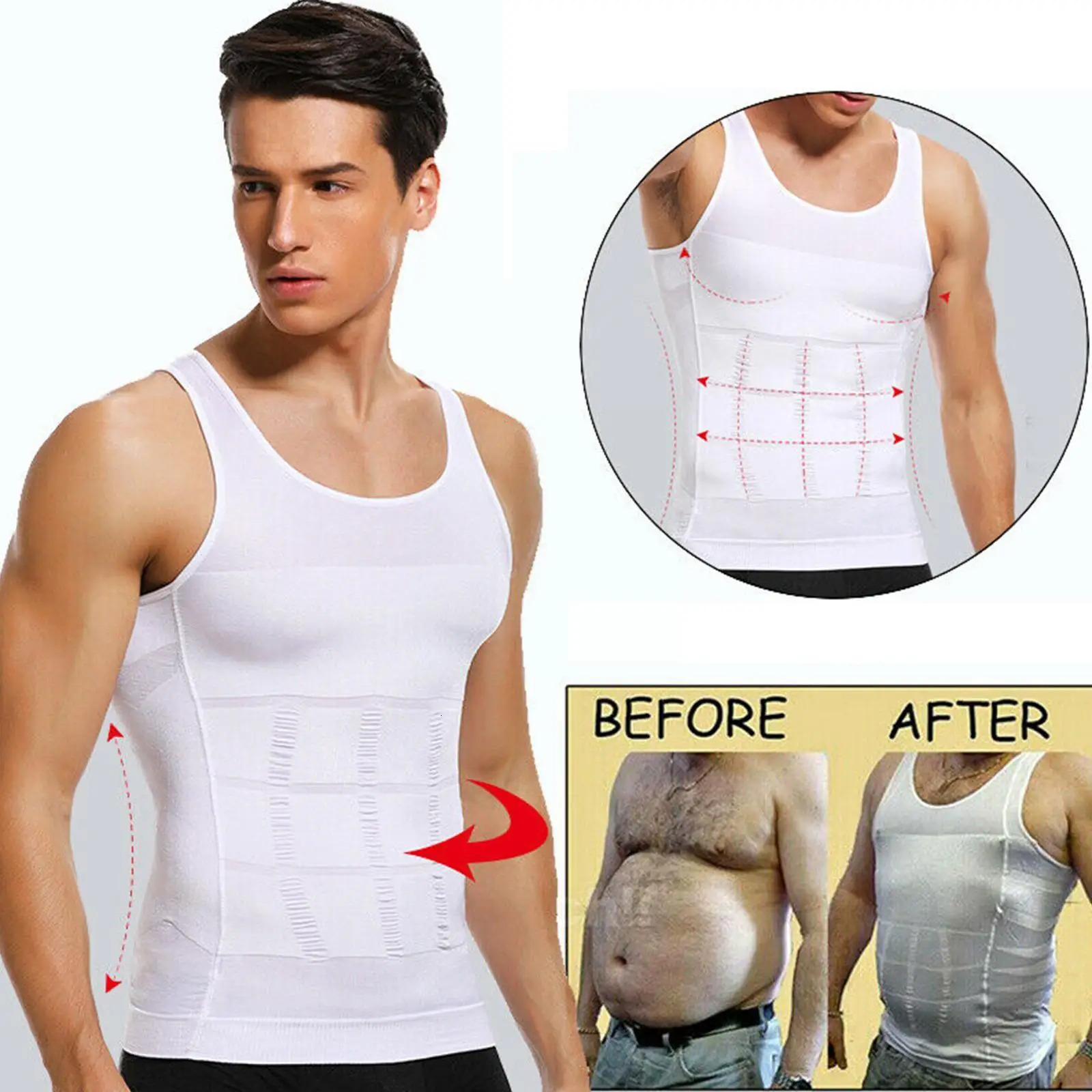 Waist Tummy Shaper Tight Skinny Men Slimming Elastic Body Shapewear Vest Breathable Top Fitness Shirt Abdomen Control Compression Sport Waist F6h5 231