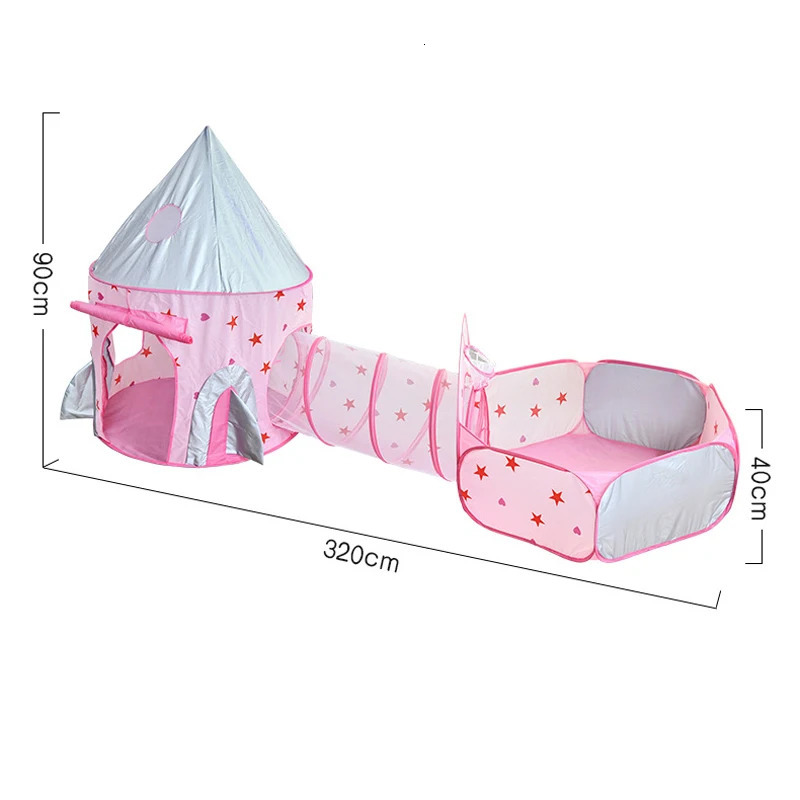 Toy Tents 3 in 1 Rocket Tent Portable Children's Tent Toys for Kids Spaceship Playpen for Children Crawling Tunnel Kids Toys Child Games 231019