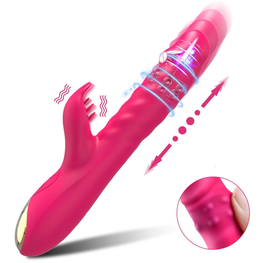 Vibrators Rabbit Vibrator for Women Vagina GSpot Clitoris Stimulator Thrusting Telescopic Rotating Dildo Vibrating Sex Toys Adult 231018