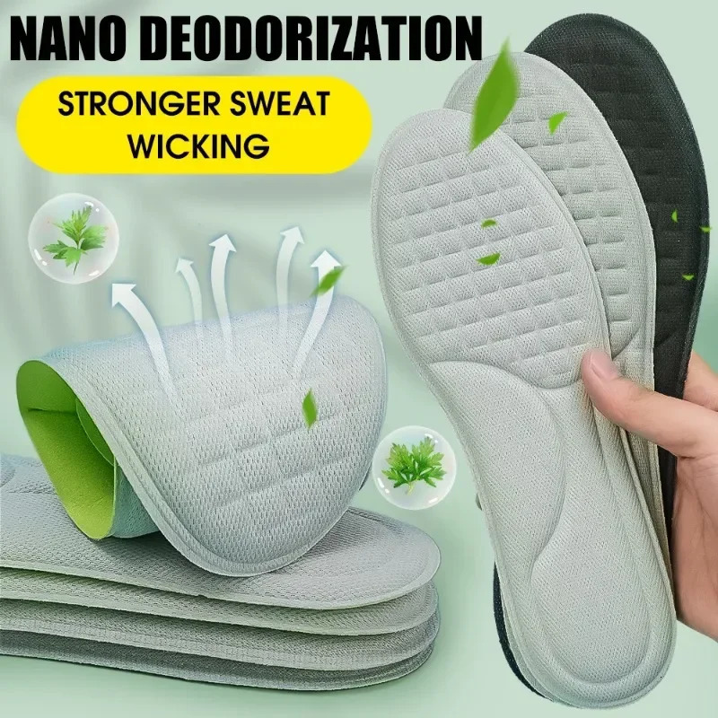 Shoe Parts Accessories 15pairs Massage Memory Foam Insoles For Sport Running Shoes Sole Breathable Cushion Pads Nano deodorization Feet 231019