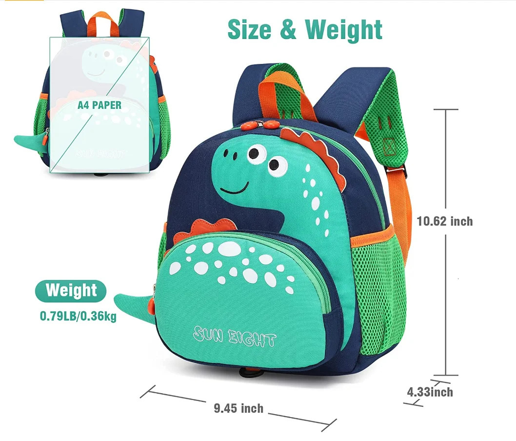 Backpacks SUN EIGHT Toddler Backpack with AntiLost Harness Kids School Bag for Baby Girl Boy 15 YearsDinosaur 231019