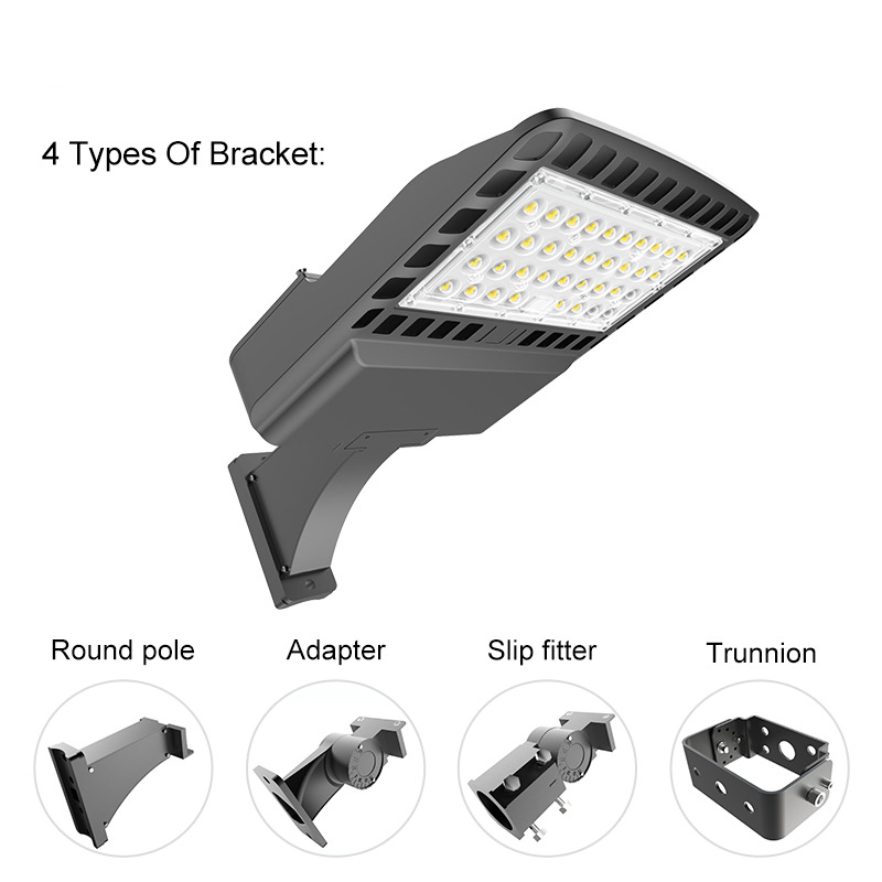 100W 200W 300W LED Parking Lot Lights Street Shoebox Pole Lights Waterproof IP65 130LM/W Super Bright Dusk to Dawn Outdoor Commercial Area Flood Secur